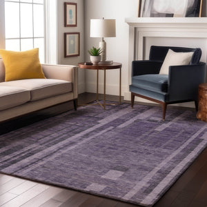 HomeRoots 9' X 12' Purple And Lilac Striped Washable Area Rug - Durable, Stain-Resistant, UV Protected Design! 683290