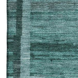 HomeRoots 8' X 10' Vibrant Teal & Aqua Striped Washable Area Rug with UV Protection for Family-Friendly Homes 683295
