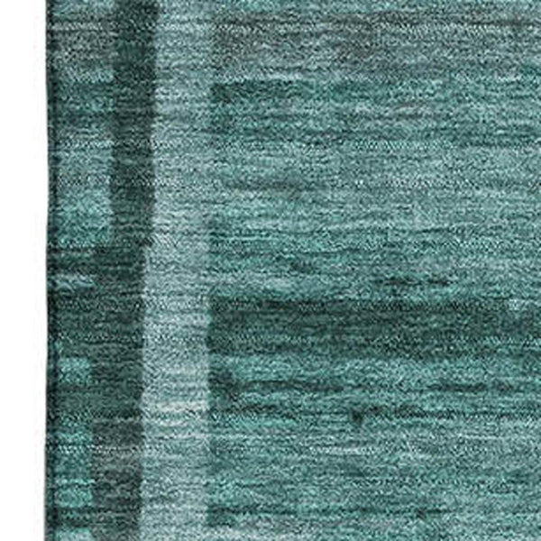 HomeRoots 8' X 10' Vibrant Teal & Aqua Striped Washable Area Rug with UV Protection for Family-Friendly Homes 683295