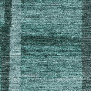 HomeRoots 9' X 12' Teal and Aqua Striped Area Rug - Washable, UV Protected, Stain Resistant for Busy Homes 683296