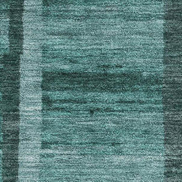 HomeRoots 9' X 12' Teal and Aqua Striped Area Rug - Washable, UV Protected, Stain Resistant for Busy Homes 683296
