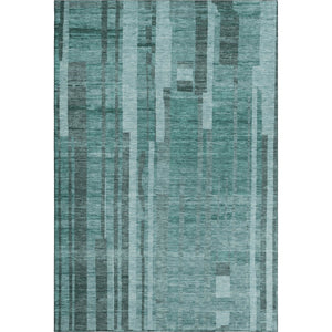 HomeRoots 10' X 14' Teal and Aqua Striped Washable Area Rug with UV Protection for High-Traffic Spaces 683297