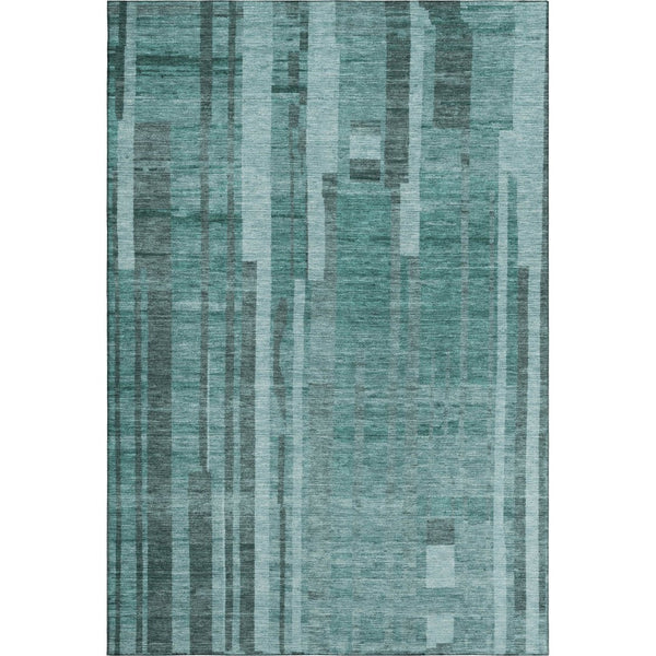 HomeRoots 10' X 14' Teal and Aqua Striped Washable Area Rug with UV Protection for High-Traffic Spaces 683297
