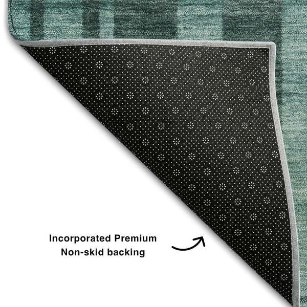 HomeRoots 10' X 14' Teal and Aqua Striped Washable Area Rug with UV Protection for High-Traffic Spaces 683297