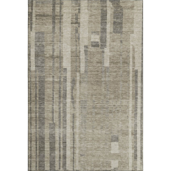 HomeRoots 5' X 8' Taupe & Beige Striped Washable Area Rug - Durable, UV-Protected, Easy-Care for Any Room 683299