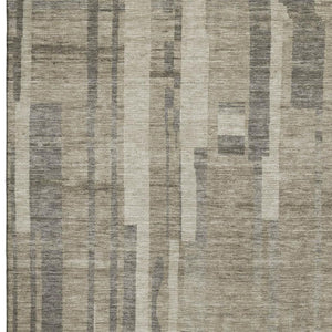 HomeRoots 5' X 8' Taupe & Beige Striped Washable Area Rug - Durable, UV-Protected, Easy-Care for Any Room 683299