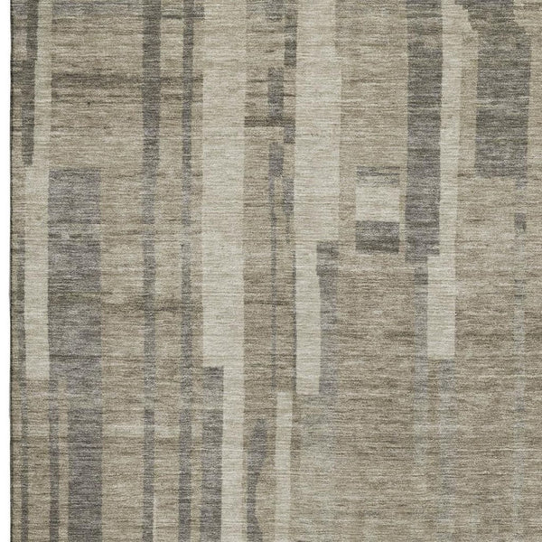 HomeRoots 5' X 8' Taupe & Beige Striped Washable Area Rug - Durable, UV-Protected, Easy-Care for Any Room 683299