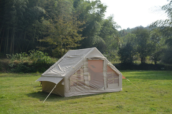 English Elm Inflatable Glamping Tent 4 Season Waterproof Air Beam Frame Shelter for 4 to 6 Persons Beige W640P244842