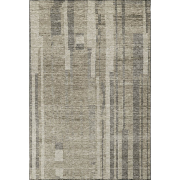 HomeRoots 9' X 12' Taupe & Beige Striped Area Rug - Washable, UV-Protected, Durable & Stylish for Any Room 683302