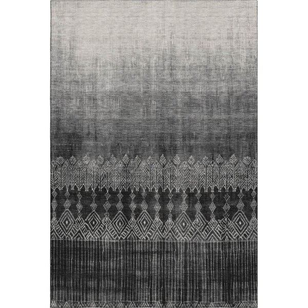 HomeRoots 8' X 10' Modern Ombre Black Silver Gray Area Rug - Washable, Stain Resistant, UV Protected Design 683307