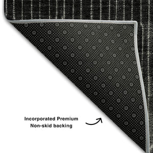 HomeRoots 9' X 12' Ombre Washable Area Rug with UV Protection - Modern Black, Silver & Gray, Stain-Resistant 683308
