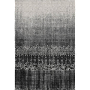 HomeRoots 10' Black Silver and Gray Ombre Area Rug - Washable, UV Protected, Stain-Resistant for Active Homes 683309