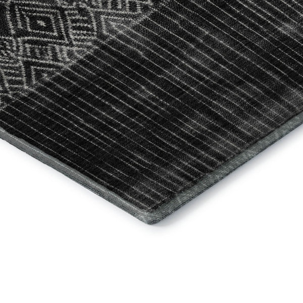 HomeRoots 10' Black Silver and Gray Ombre Area Rug - Washable, UV Protected, Stain-Resistant for Active Homes 683309