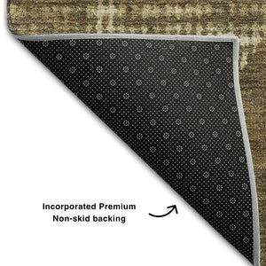 HomeRoots 8' Washable Round Rug with UV Protection - Elegant Brown Beige Chocolate Diamond Design for Homes 683312