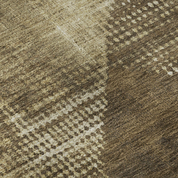 HomeRoots 8' Washable Round Rug with UV Protection - Elegant Brown Beige Chocolate Diamond Design for Homes 683312