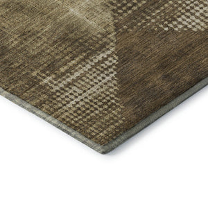 HomeRoots 9' X 12' Washable Area Rug with Brown Beige Chocolate Diamond Design - UV Protected, Family-Friendly! 683314