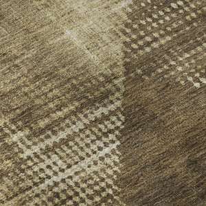 HomeRoots 9' X 12' Washable Area Rug with Brown Beige Chocolate Diamond Design - UV Protected, Family-Friendly! 683314