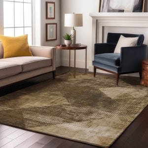 HomeRoots 10' Brown Beige Chocolate Diamond Area Rug - Washable, UV-Protected, Perfect for High-Traffic Homes! 683315