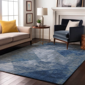 HomeRoots 5' X 8' Blue Gray Silver Diamond Area Rug – Washable, UV Protected, Stylish & Durable for Family Homes 683317