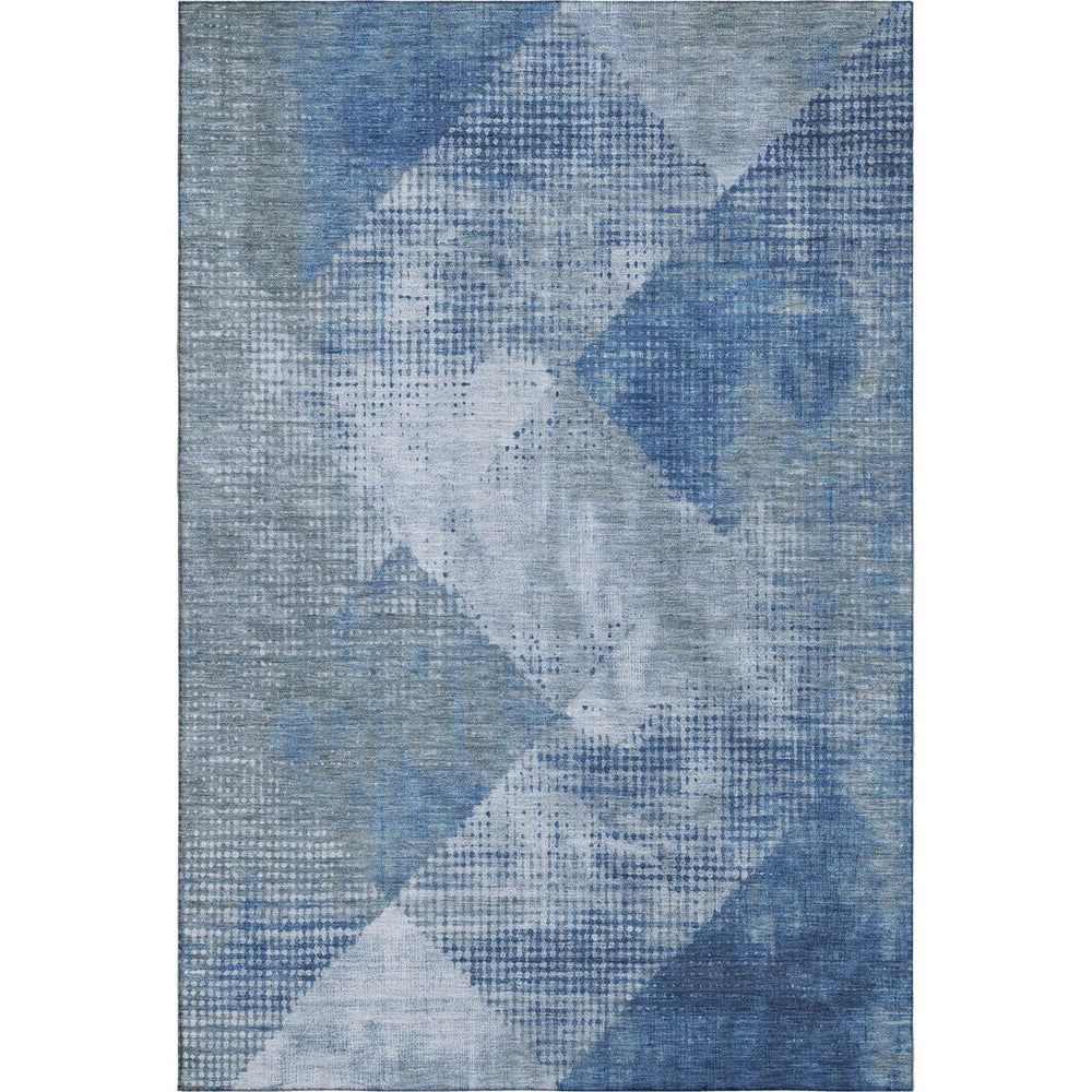 HomeRoots 5' X 8' Blue Gray Silver Diamond Area Rug – Washable, UV Protected, Stylish & Durable for Family Homes 683317