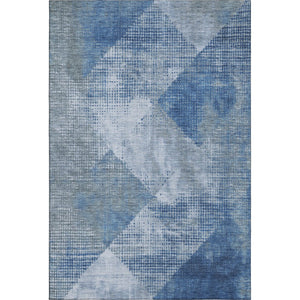 HomeRoots 5' X 8' Blue Gray Silver Diamond Area Rug – Washable, UV Protected, Stylish & Durable for Family Homes 683317