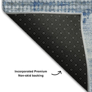 HomeRoots 5' X 8' Blue Gray Silver Diamond Area Rug – Washable, UV Protected, Stylish & Durable for Family Homes 683317