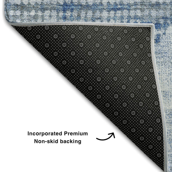 HomeRoots 5' X 8' Blue Gray Silver Diamond Area Rug – Washable, UV Protected, Stylish & Durable for Family Homes 683317