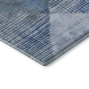 HomeRoots 5' X 8' Blue Gray Silver Diamond Area Rug – Washable, UV Protected, Stylish & Durable for Family Homes 683317