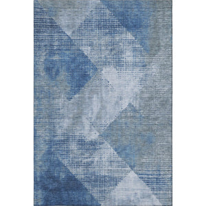 HomeRoots 5' X 8' Blue Gray Silver Diamond Area Rug – Washable, UV Protected, Stylish & Durable for Family Homes 683317