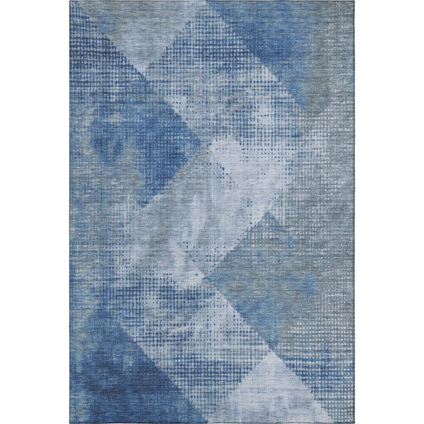 HomeRoots 5' X 8' Blue Gray Silver Diamond Area Rug – Washable, UV Protected, Stylish & Durable for Family Homes 683317