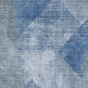 HomeRoots 8' X 10' Blue-Gray & Silver Diamond Area Rug - Washable, UV-Protected, Kid & Pet-Friendly Design 683319
