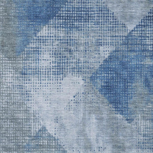 HomeRoots 9' X 12' Blue Gray & Silver Diamond Washable Area Rug - UV Protected, Durable & Stylish for Homes 683320
