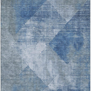 HomeRoots 10' Blue Gray & Silver Diamond Washable Area Rug - UV Protected, Stain Resistant, Durable Design 683321