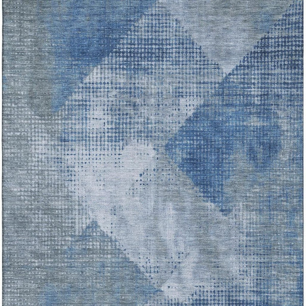 HomeRoots 10' Blue Gray & Silver Diamond Washable Area Rug - UV Protected, Stain Resistant, Durable Design 683321