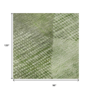 HomeRoots 8' X 10' Stylish Green & Gray Diamond Washable Area Rug with UV Protection for High Traffic Homes 683325