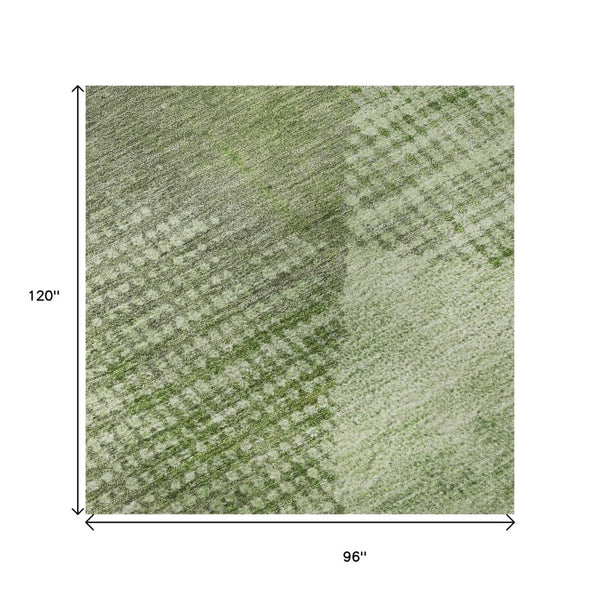 HomeRoots 8' X 10' Stylish Green & Gray Diamond Washable Area Rug with UV Protection for High Traffic Homes 683325