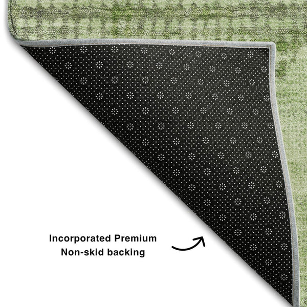 HomeRoots 9' X 12' Washable Green & Gray Diamond Area Rug with UV Protection for High-Traffic Homes & Style 683326