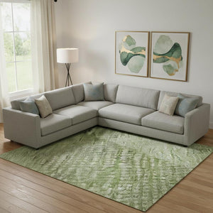 HomeRoots 10' X 14' Stylish Green & Gray Diamond Washable Area Rug with UV Protection for High-Traffic Spaces 683327