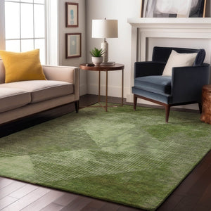 HomeRoots 10' X 14' Stylish Green & Gray Diamond Washable Area Rug with UV Protection for High-Traffic Spaces 683327