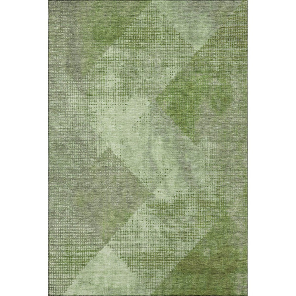 HomeRoots 10' X 14' Stylish Green & Gray Diamond Washable Area Rug with UV Protection for High-Traffic Spaces 683327