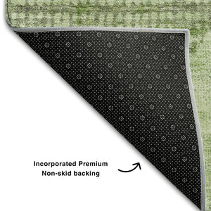 HomeRoots 10' X 14' Stylish Green & Gray Diamond Washable Area Rug with UV Protection for High-Traffic Spaces 683327