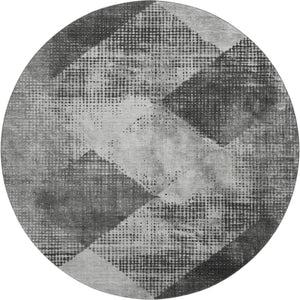HomeRoots 8' Gray and Silver Diamond Washable Round Rug with UV Protection - Stylish, Durable, Pet-Friendly Decor 683330