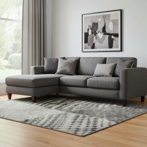 HomeRoots 8' X 10' Gray & Silver Diamond Washable Area Rug - Durable, Stain-Resistant, UV-Protected Design 683331