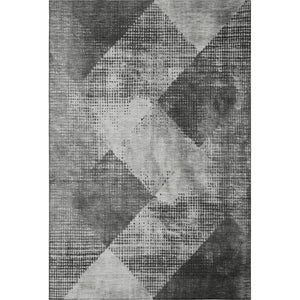 HomeRoots 8' X 10' Gray & Silver Diamond Washable Area Rug - Durable, Stain-Resistant, UV-Protected Design 683331