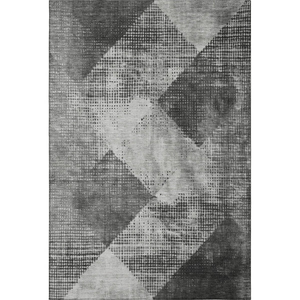 HomeRoots 8' X 10' Gray & Silver Diamond Washable Area Rug - Durable, Stain-Resistant, UV-Protected Design 683331