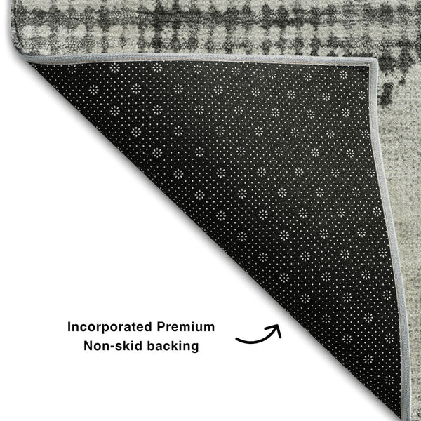 HomeRoots 8' X 10' Gray & Silver Diamond Washable Area Rug - Durable, Stain-Resistant, UV-Protected Design 683331