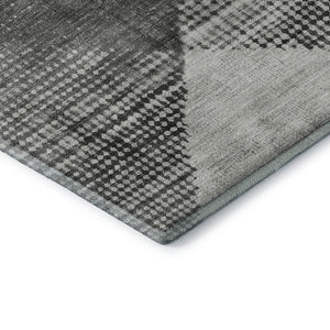 HomeRoots 8' X 10' Gray & Silver Diamond Washable Area Rug - Durable, Stain-Resistant, UV-Protected Design 683331