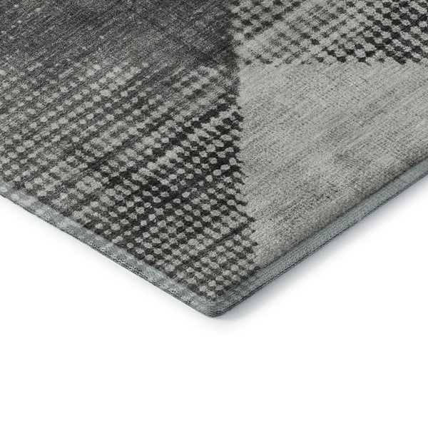 HomeRoots 8' X 10' Gray & Silver Diamond Washable Area Rug - Durable, Stain-Resistant, UV-Protected Design 683331