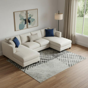 HomeRoots 9' X 12' Stylish Gray and Silver Diamond Area Rug – Washable, UV Protection, Stain-Resistant Design 683332