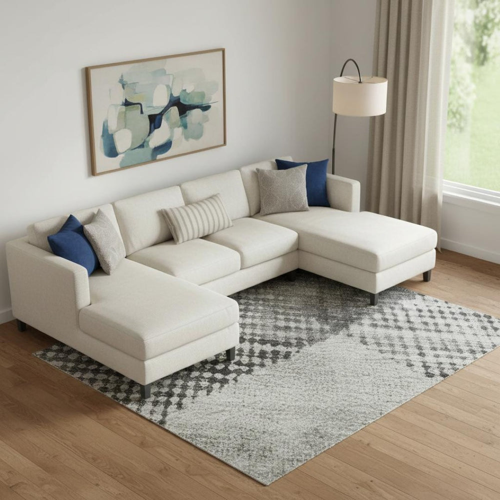 HomeRoots 10' Gray and Silver Diamond Area Rug - Washable, UV Protected, Durable Design for Busy Homes 683333